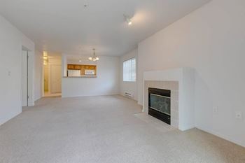 Romantic, electric fireplace with tile hearth.